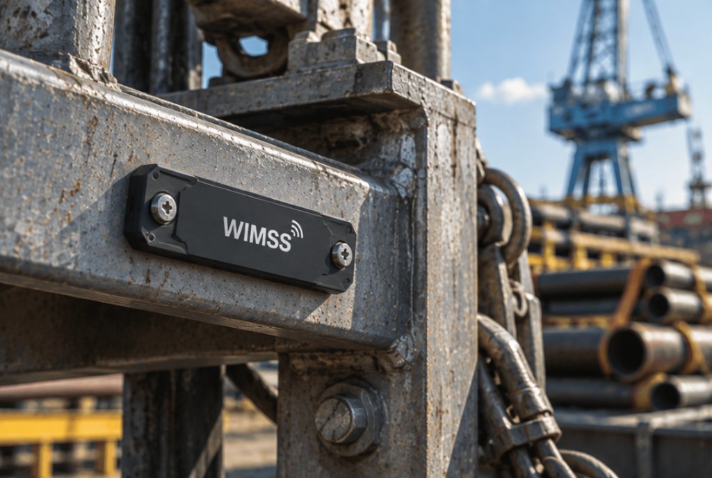 WIMSS tag mounted on industrial steel equipment